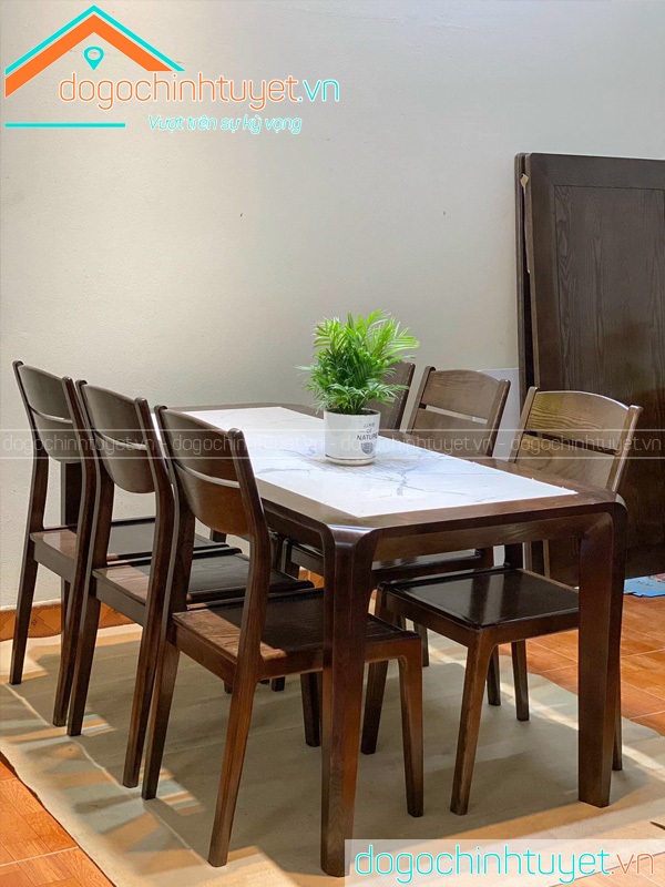 Bàn ghế ăn gỗ Sồi Thái Bình 1